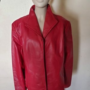 Womens red leather coats